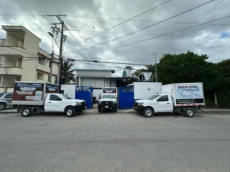 Camión de distribución de hielo de la empresa.